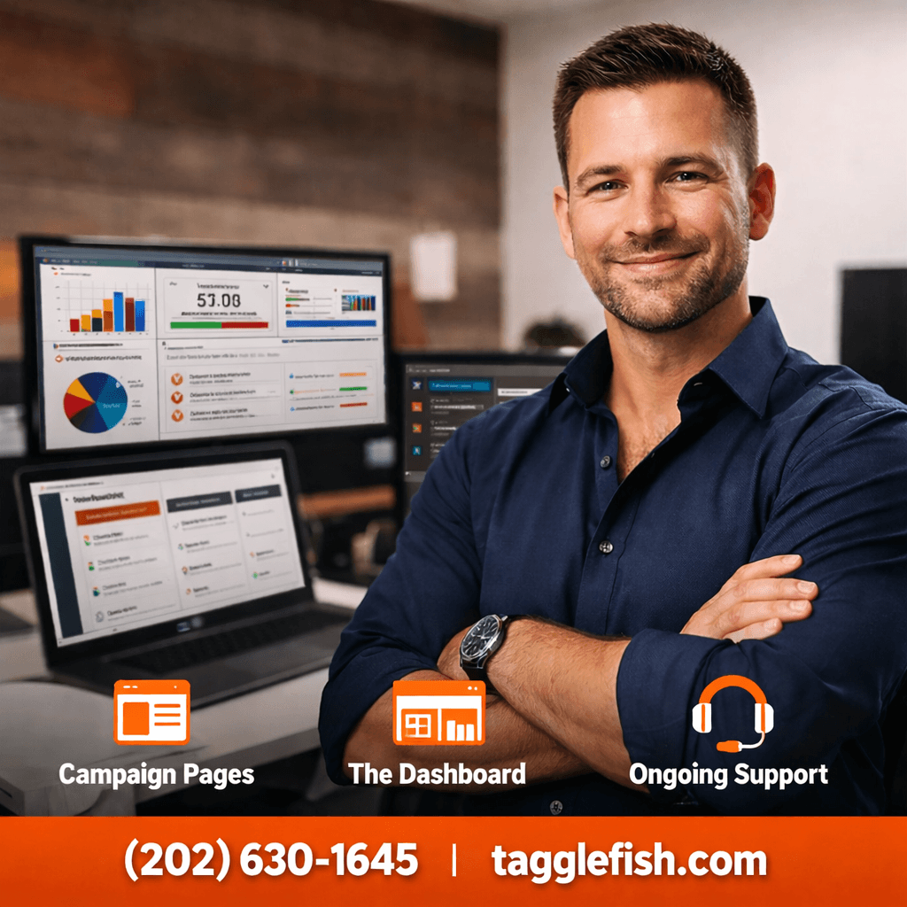 TaggleFish Marketing. Local Contractor Pages, The Dashboard, Ongoing Support. (202) 630-1645